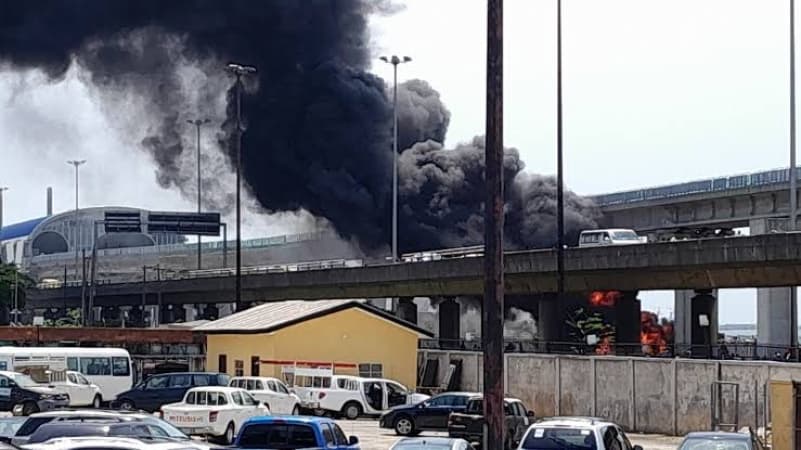 Fire guts Lagos Blue Line track
