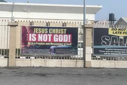 Mixed reactions trail ‘Jesus is not God’ banner displayed at Lekki central mosque 