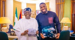 ‘You can mentor many youths,’ Tinubu receives Super Bowl Winner Ojomo