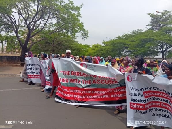 Pro-Akpabio protesters storm UN building in Abuja, fault Natasha