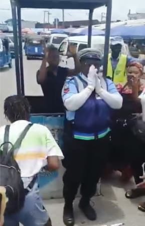 Market women stage surprise birthday party for beloved police officer on duty