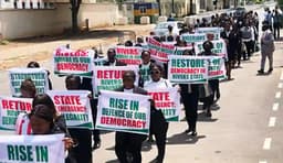 Rivers emergency rule: Lawyers stage protest at US Embassy, Abuja