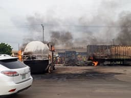 Petrol tanker catches fire near NASFAT camp on Lagos-Ibadan expressway