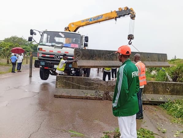 FCT emergency department barricades flood-prone slip road in Abuja