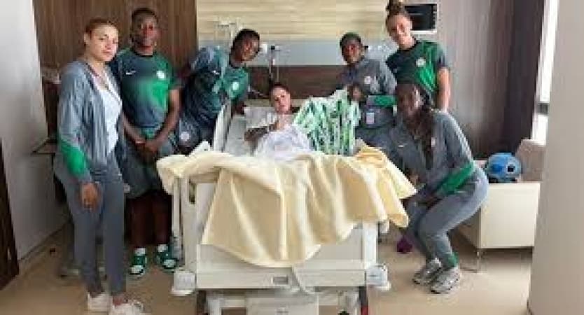 Super Falcons visit injured South African forward Salgado in hospital
