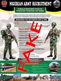 Nigerian Army debunks fake recruitment publication