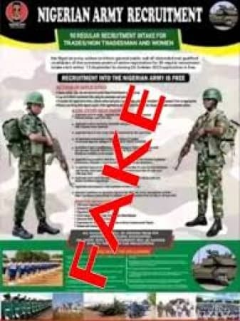Nigerian Army debunks fake recruitment publication