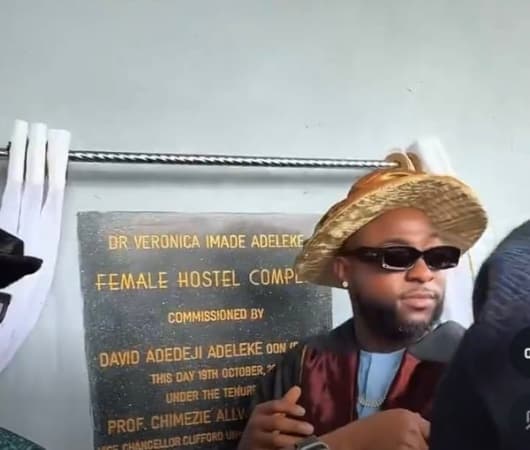 Davido unveils varsity hostel named after late mother in Abia