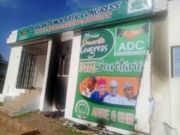 BREAKING: Political thugs burn down ADC secretariat, disrupt inauguration of EXCO
