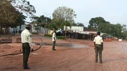 JUST IN: Panic as fuel tanker falls in front of Winners Church Headquarters