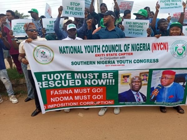 PHOTOS: NYCN leads protest in FUOYE, ignores SUG threats