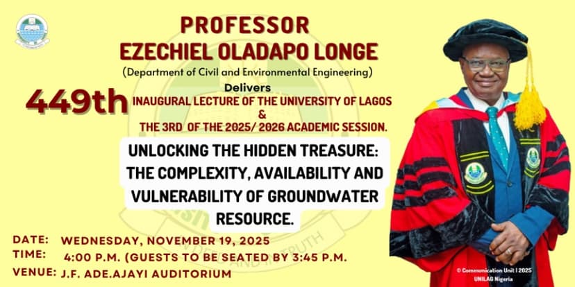 Professor Longe Delivers UNILAG?s 449th Inaugural Lecture, Nov. 19