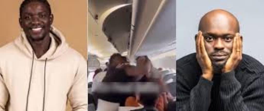 Netizens lash out at VeryDarkMan, Mr Jollof for aircraft fight