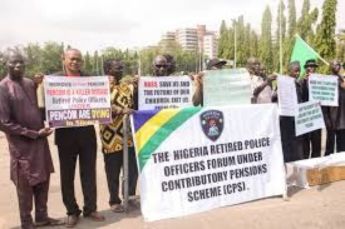 Retired police officers storm NASS, accuse senate of delaying pension bill