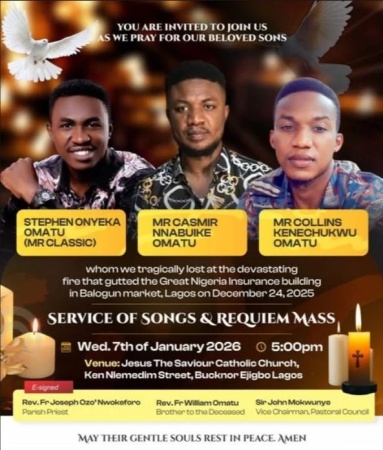 Family loses three sons in Lagos market disaster