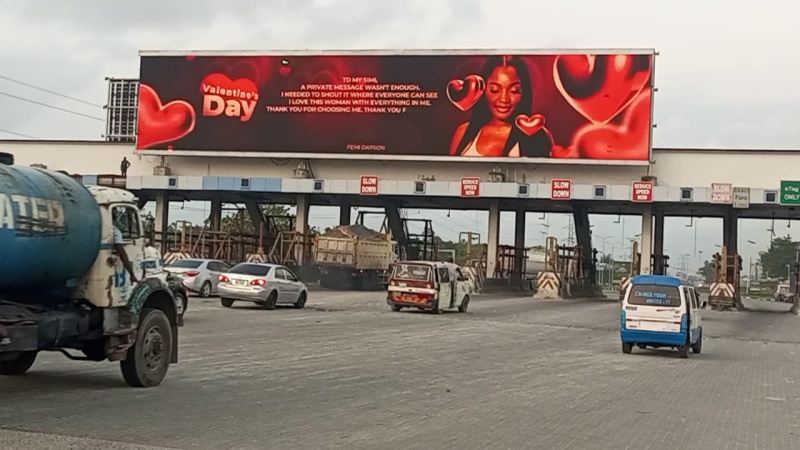 Love in full display as music producer puts Valentine message for fiancée on Lagos billboards