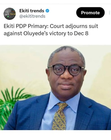 Ekiti guber: Appeal court affirms Oluyede as PDP candidate