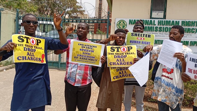 Abuja Left coalition protests at National Human Rights Commission, demands end to trial of activists