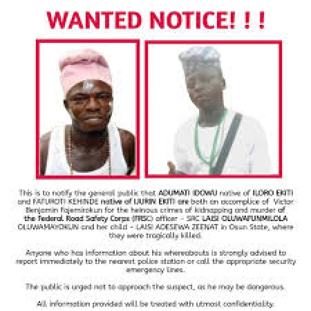 Police declare 2 wanted over alleged killing of FRSC officer, daughter