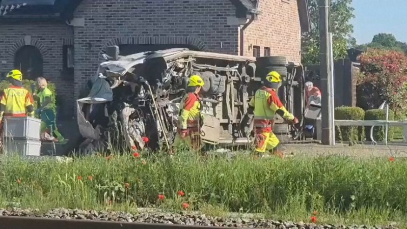 Four killed after train hits school bus in Belgium