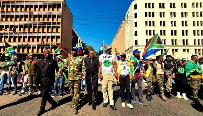Anti-illegal immigration protesters gather in Pretoria as demonstrations get underway