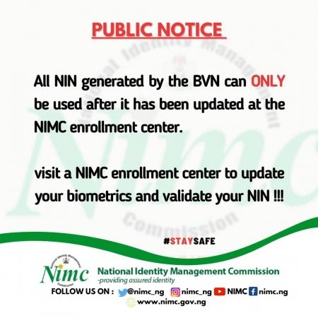 NIMC declares NIN generated via BVN invalid