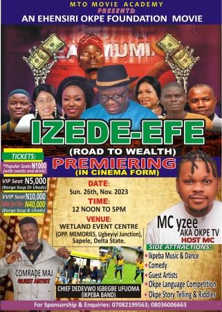 Top government functionaries, celebrities, others set for premiere of Okpe language movie, Izede Efe