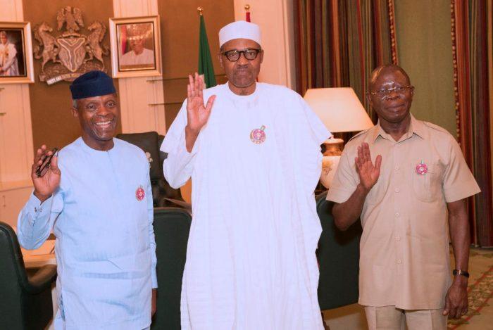 Buhari, Osinbajo, Oshiomhole sing for Nigerians at Christmas