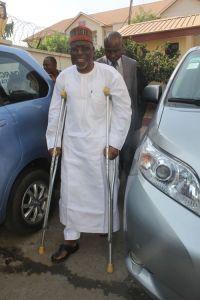 Pictured: Kogi Governor walks with crutches