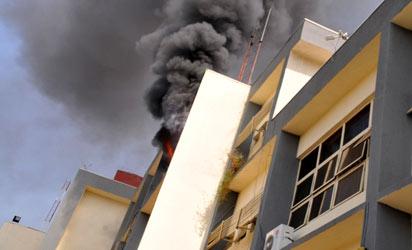 Pandemonium in Abuja as fire guts INEC headquarters