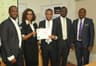 From left: Founder of iQuibe, Mr. Chukwuma Monye; Head, Communications of First City Monument Bank (FCMB) Limited, Mrs. Uchenna Mojekwu; winner of the iQUibe Innovation Challenge, Mr. Tony Oniwon; Chief Operating Officer of Avantgarde Financial Consultants, Mr. Adewale Alli; and GM, Sales (West Africa) of CNBC Africa, Mr. Opeoluwa Filani, at the media briefing and prize presentation to winners of the iQube Innovation Challenge held on Thursday, June 26, 2014 in Lagos. FCMB sponsored the competition.
