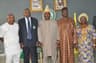 Governor Ibikunle Amosun of Ogun State (middle), his Deputy, Chief (Mrs.) Yetunde Onanuga (right), National Project Coordinator for Rural Access & Mobility Project (RAMP), Engr. Ularamu Ubandoma (2nd left), Project Accountant of RAMP, Mallam Bello Argungu (2nd right) and Infrastructure Engineer of RAMP, Engr. Taiye Tehinse during a courtesy visit of RAMP leadership to the governor in Abeokuta...yesterday