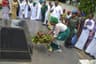 Representative the Wife of the President and Wife of Governor of Anambra State, Chief (Mrs.) Ebelechukwu Obiano, laying a wreath at the grave-side of the late Maj. Gen. Thomas Umunnakwe Aguiyi-Ironsi during the 50th Anniversary Memorial of the death of Late Maj.Gen. Aguiyi-Ironsi held in Umuahia on Friday, July 29, 2016.
