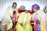 The Oni of Ife, Alayeluwa Oba Okunade Sijuade (M) flanked by the Coordinating Minister of the Economy and Minister of Finance, Dr. Ngozi Okonjo-Iweala (R), and Central Bank of Nigeria (CBN) Governor, Mallam Sanusi Lamido Sanusi, at the Oba’s Palace after in Ife, Osun State, after being awarded honourary doctorate degrees by Oduduwa University on Saturday, Nov. 23, 2013.