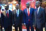 L-R: Franklin Erebor, CEO, United Bank for Africa (UBA) Cote d’Ivoire; Jean Claude Brou, Ivorian Minister of Industry and Mines; Tony O. Elumelu, Chairman, UBA Plc; and Roger Kacou, Ivorian Minister of Tourism during the working visit of Chairman UBA Plc to Ivory Coast on May 28, 2015.