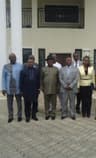 Ebonyi State Governor David Umahi( centre); his Special Duties  Adviser, Onyeabor Ngene, Commissioner for Agriculture,Uchenna Orji, Country Director, African Development Bank, Mr Ousmane Dore and Business Consultant, Chioma Nweze, during the governor's visit to the ADB office in Abuja ... on Wednesday.