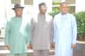 L-R: Ebonyi State Governor, Engr. David Umahi; Minister of Solid Minerals Development, Dr. Kayode Fayemi; and Ebonyi State Deputy Governor Kelechi Igwe, during the minister's working visit to Ebonyi State on Monday. Photo: EBSG