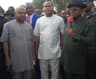 R:L- Governor David Umahi of Ebonyi State; Deputy Governor Kelechi Igwe; and Commissioner for Local Government and Chieftaincy Matters, Barr. Samuel Okoronkwo,at the commissioning of 13  bulldozers  for massive rice production across the LGAs in the state in Abakaliki on 19th Feb, 2016