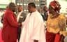 Abia state Gov. Dr Okezie Ikpeazu welcoming Rev. Dr. Uma Ukpai and his wife to an Inter Denominational Thanksgiving service marking the affirmation of Gov. Ikpeazu's mandate as Governor of Abia state by the supreme court and Re-dedication of the state to God at the Umuahia Stadium.  Photo Ibeabuchi Abarikwu