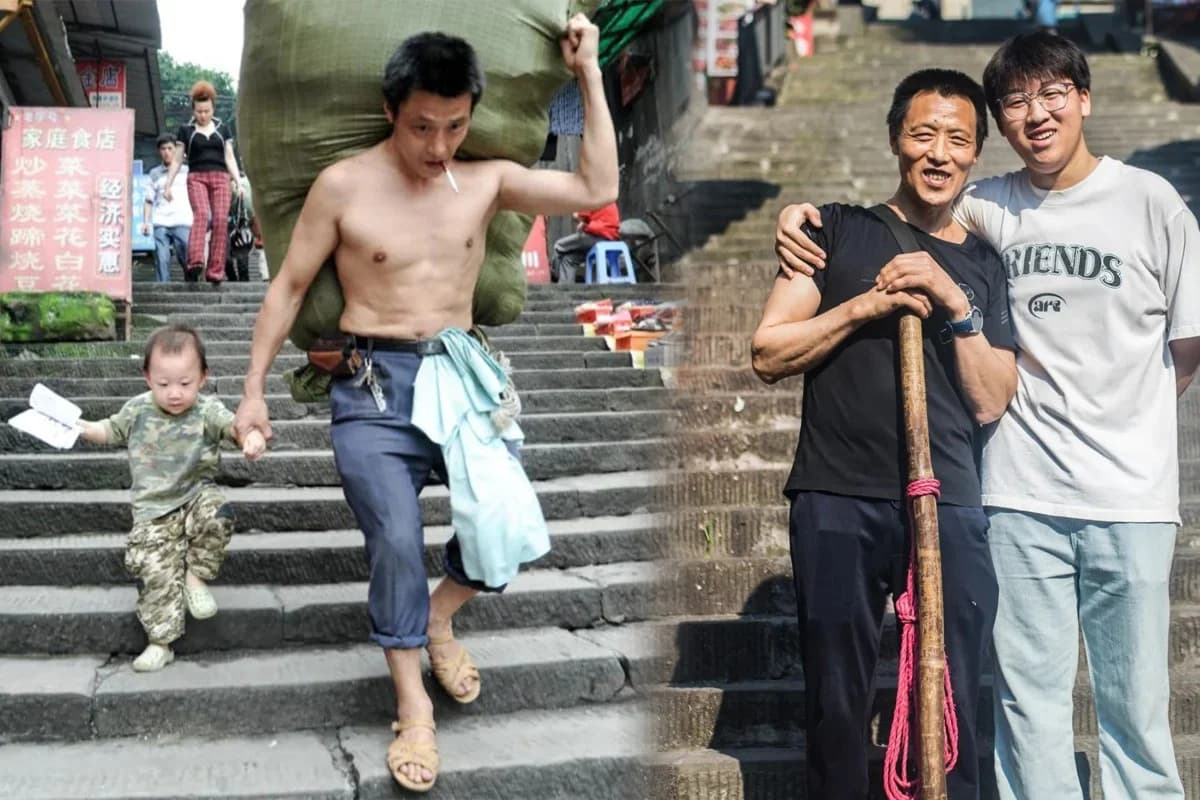 Devoted China father and son back in spotlight as son honours dad 15 years after viral photo