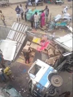 One injured as truck falls off Lagos bridge