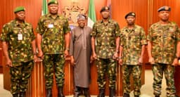 Tinubu decorates new service chiefs, urges them to deal with security threats
