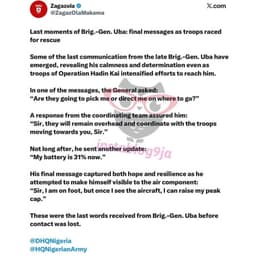 Full chat between Gen. Uba and rescuers before his capture and execution by ISWAP