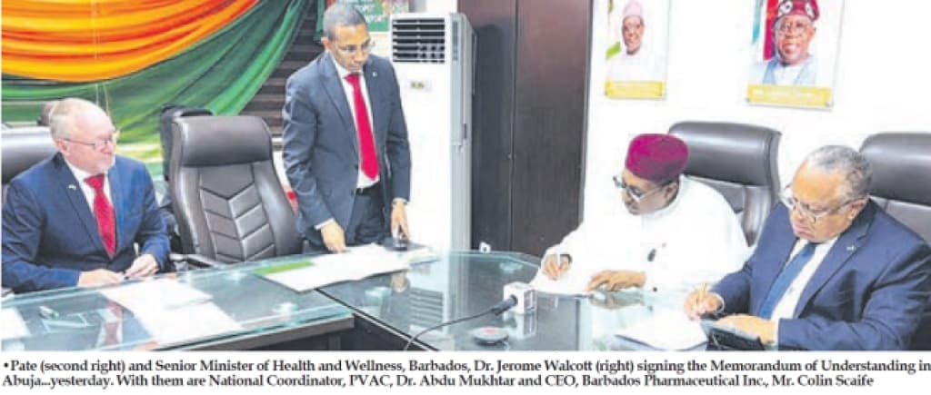 Nigeria, Barbados sign MoU on local pharmaceutical production, regional health security