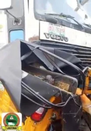 Truck kills 1, injures 3 in collision with tricycle in Lagos