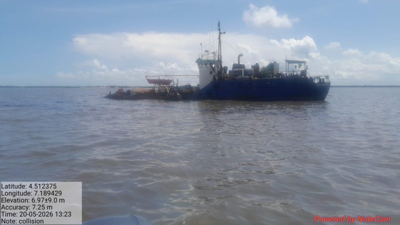 BREAKING: Container vessel and oil tanker collide in Rivers