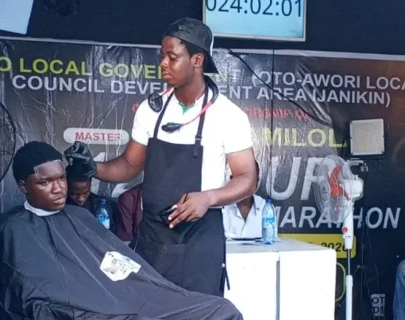 Lagos barber hits 90-hours mark in GWR haircut marathon
