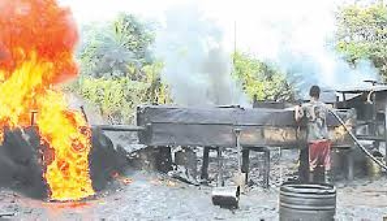 Oil theft: Navy destroys illegal refinery sites in Rivers